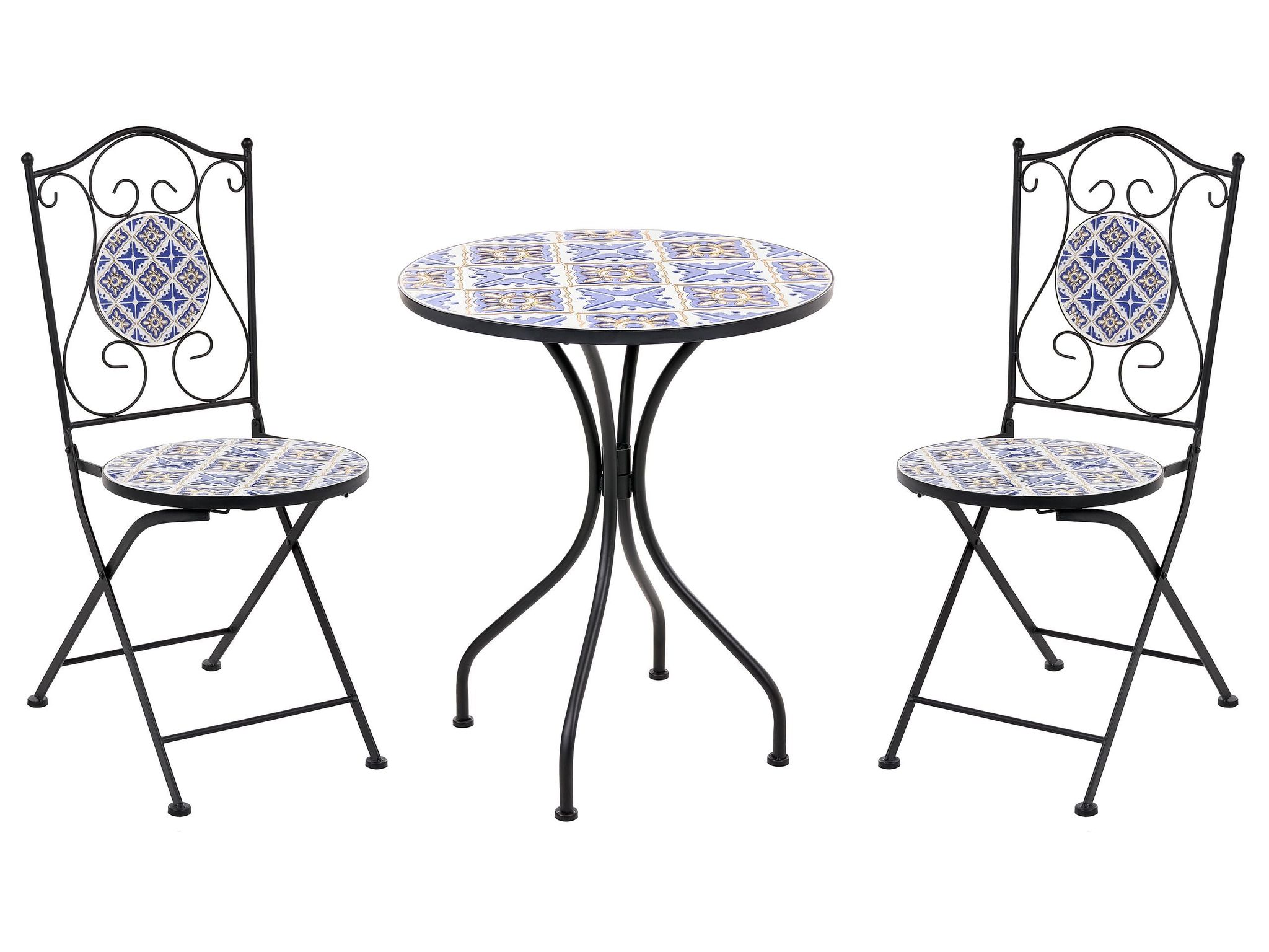 Bistro Set Siponto Metall Weiß / Blau