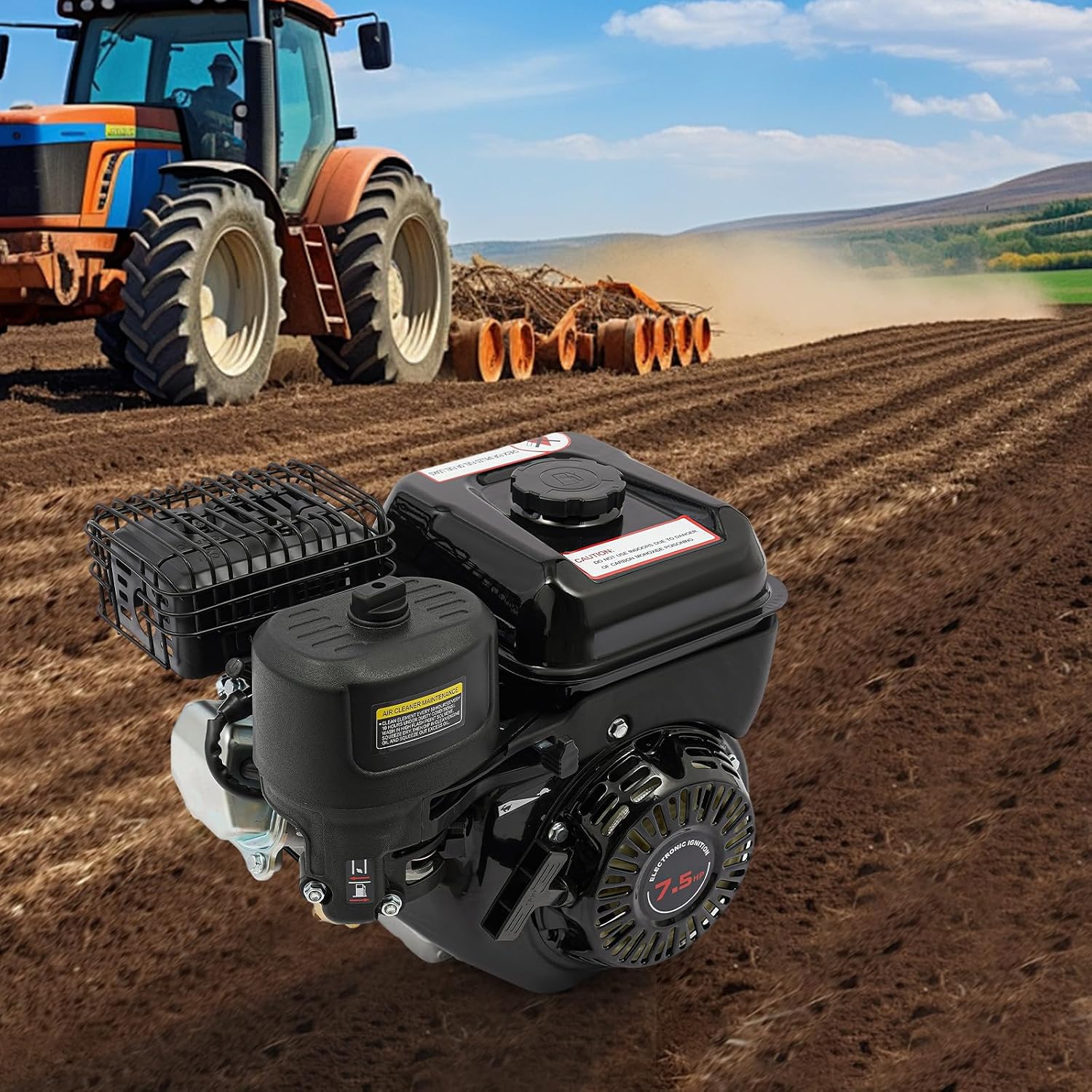 7,5ps 4-takt Benzinmotor, Schwarz 212cc Reißstartmotor Mit 19mm Welle & Reißstart, 3000w Ohv Motor, Generator Motor Industriemotor Für Pumpe Generator Rasenmäher 3600 U/min