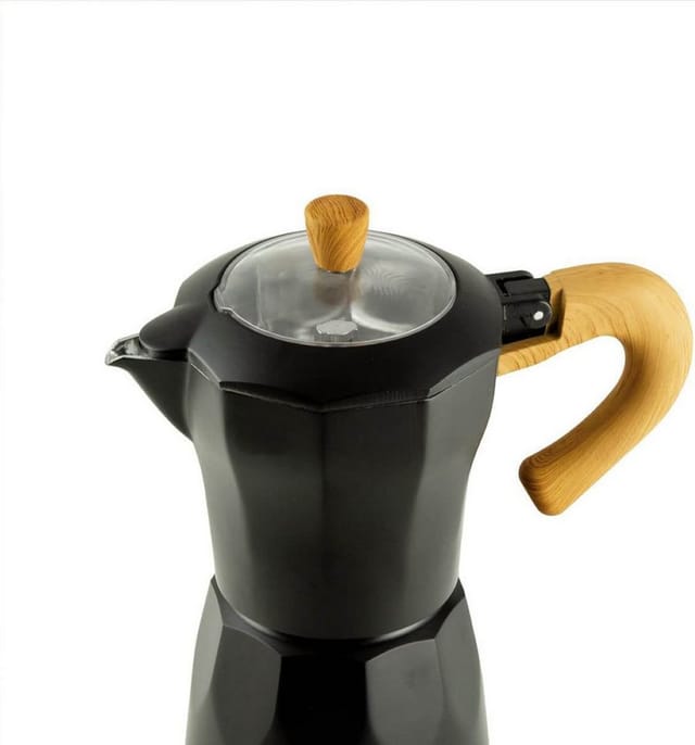 Jocca Espressomaschine Nature Line Schwarz Kafeemaschine für 6 Tassen und Warmhaltefunktion, Moderner Stil, Campingtauglich, Einfache Handhabung, 480W