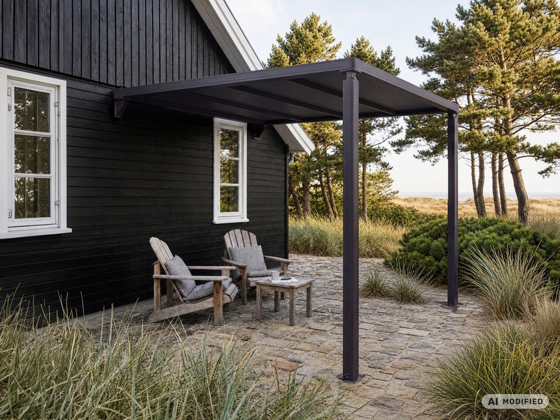 Terrassenüberdachung, Wandmontierte Pergola Santa Ynez, 3x3m, Schwarz/dunkelgrau - Dancover
