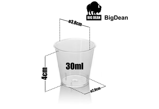 BigDean Schnapsglas 100 Stück Shotgläser Plastik 3cl, 100-tlg., Kunststoff, Party Shotglas, Plastik, BPA-Frei, Bruchsicher, Wiederverwendbar