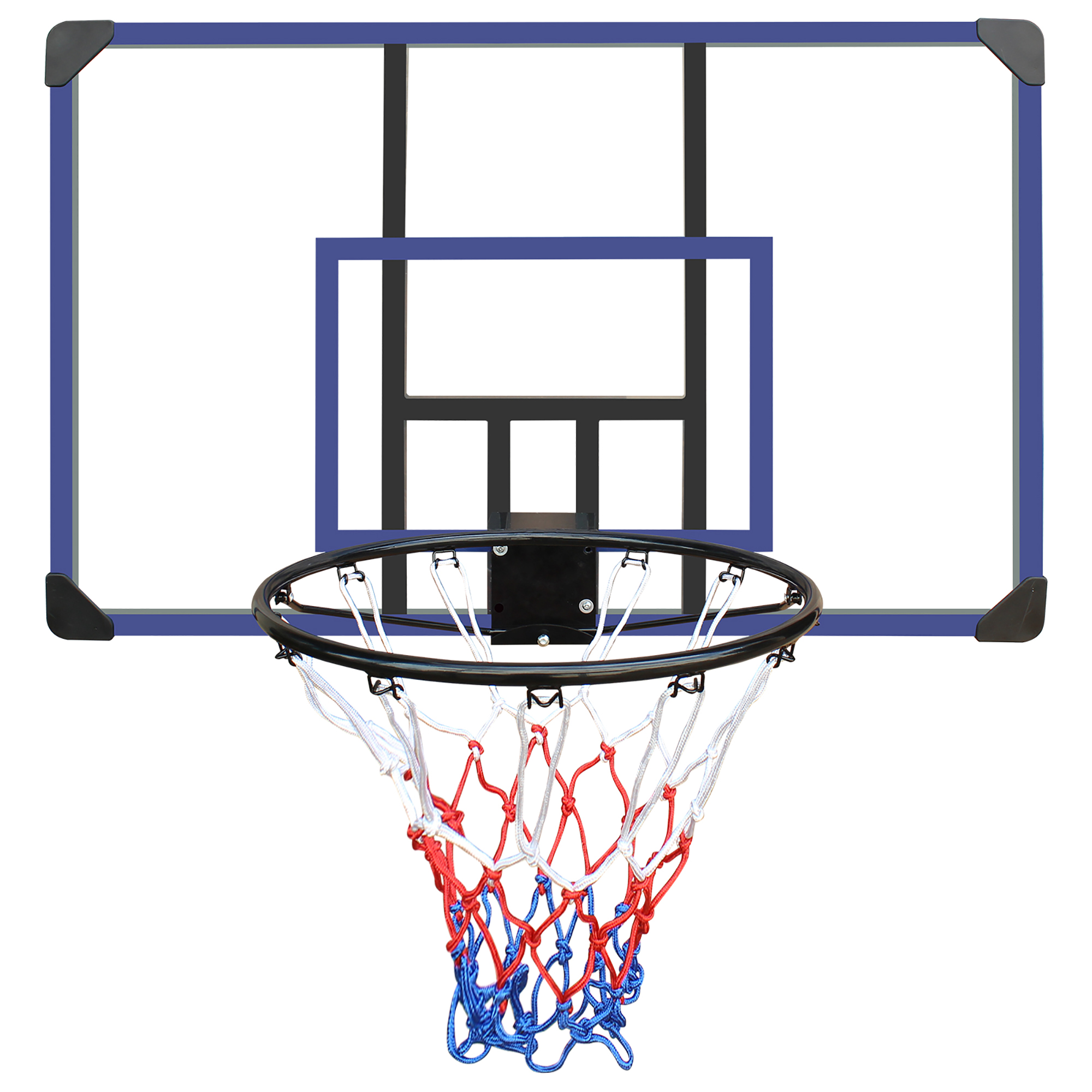 Elvmi Wandbasketballkorb Mit Brett Und Elastischem Ring Aus Pe-rattan, Eisen Und Wasserfestem Gewebe In Schwarz Und Blau