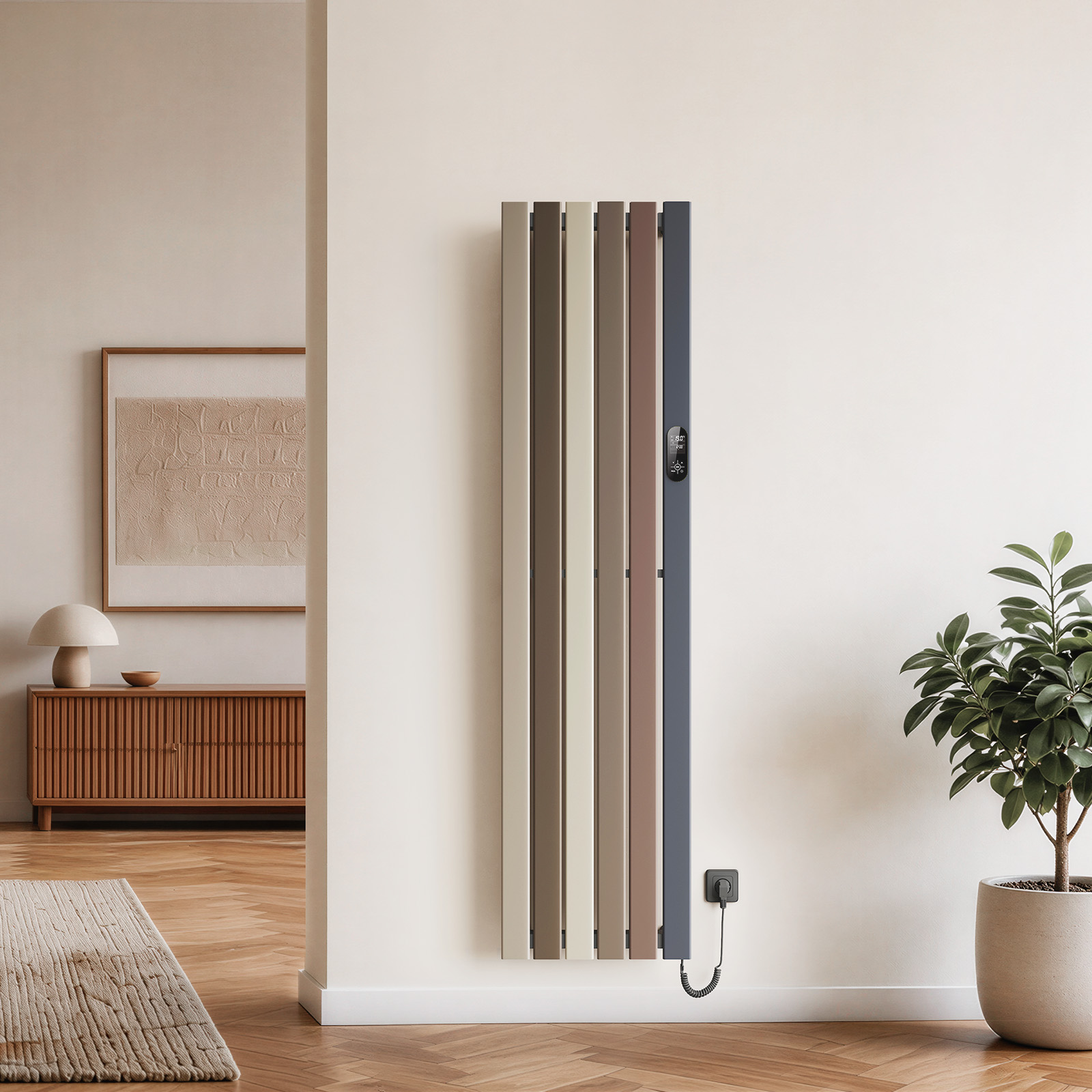 Emke Farbiger Design-elektro-heizkörper 750 W 46 × 180 Cm Aluminium Mit Wlan-steuerung, Led-touchscreen Und Wochenprogramm