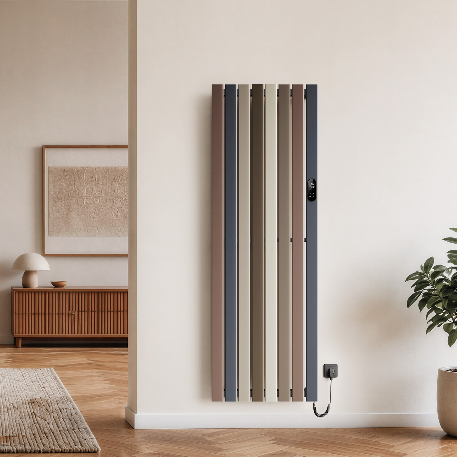 Emke Farbiger Design-elektro-heizkörper 1000 W 61,6 × 180 Cm Aluminium Mit Wlan-steuerung, Led-touchscreen Und Wochenprogramm