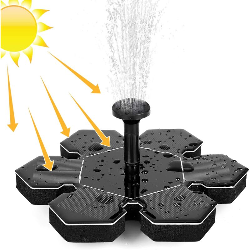 Fontana Solare Außen 1,5w, Solarwasserpumpe, Solar Teichpumpe Mit Akku Und 4 Düsen, Solarbrunnen Pumpe, Mini Schwimmender Brunnen Für Dekorative Gartenbrunnen