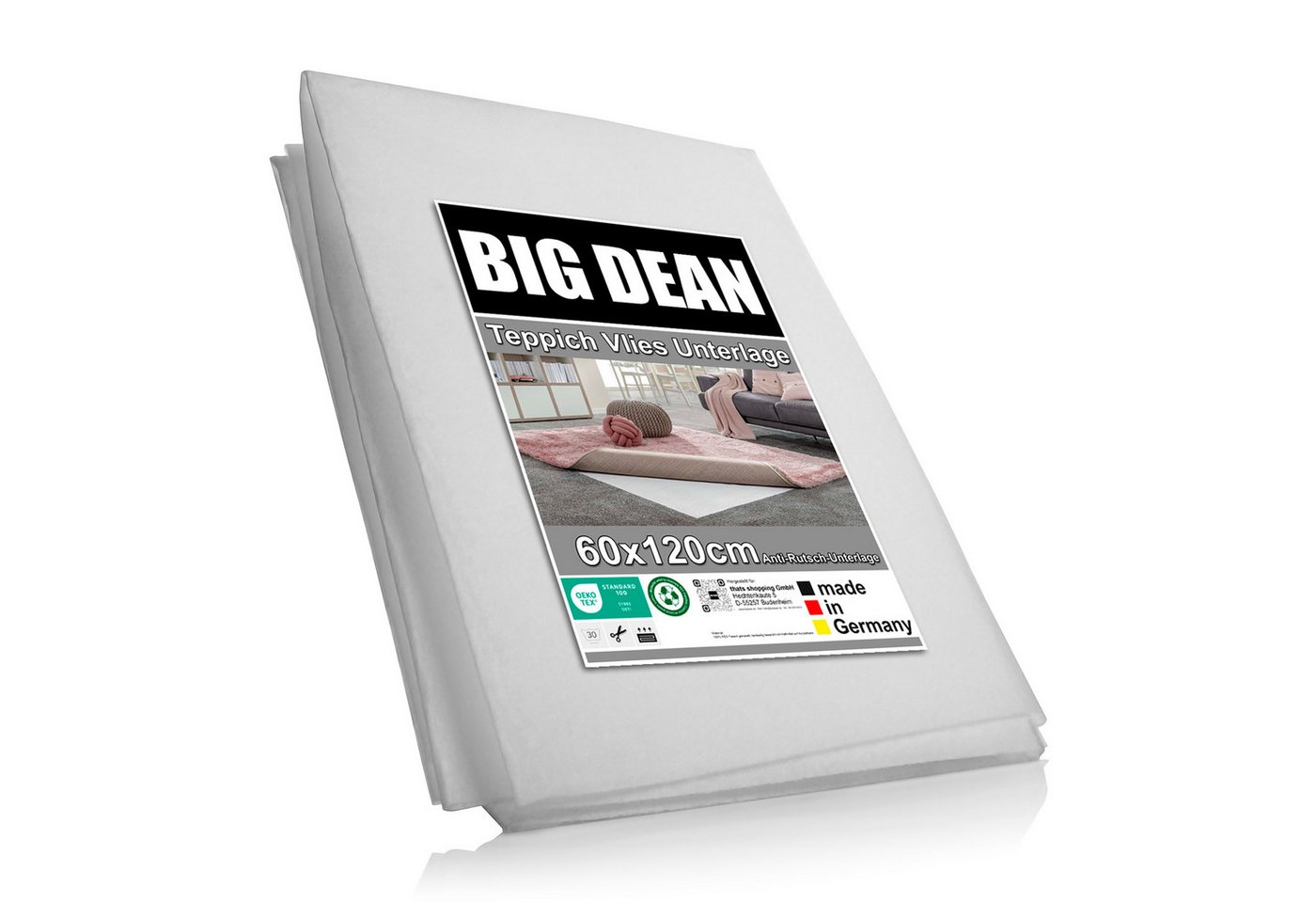 BigDean Antirutschmatte Teppich Antirutschunterlage individuell zuschneidbar, Packung, 1-St., Antirutschmatte, Vielseitig Verwendbar, Sicherer Halt, Individuell zu schneidbar