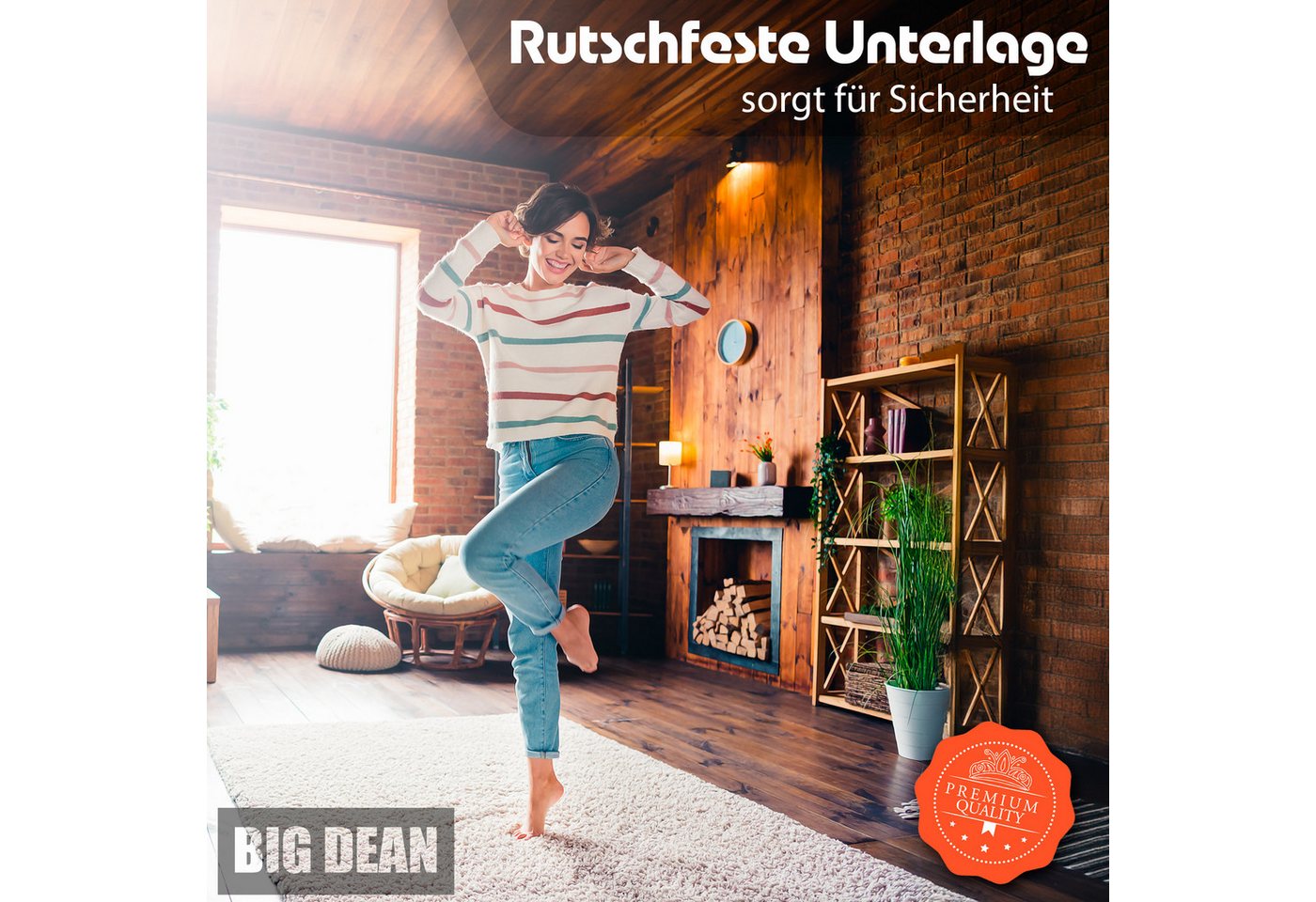 BigDean Antirutschmatte Teppich Antirutschunterlage individuell zuschneidbar, Packung, 1-St., Antirutschmatte, Vielseitig Verwendbar, Sicherer Halt, Individuell zu schneidbar Bild 2