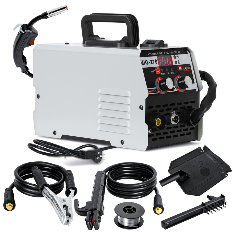 Fianao – Schweißgerät – Mig-schweißgerät – 3-in-1 Wechselrichter, Gaslos, Mig/tig, Led-digitaldisplay – Mehrverfahren-schweißmaschine – Maße: 28,5 × 15 × 17 Cm – Weiß