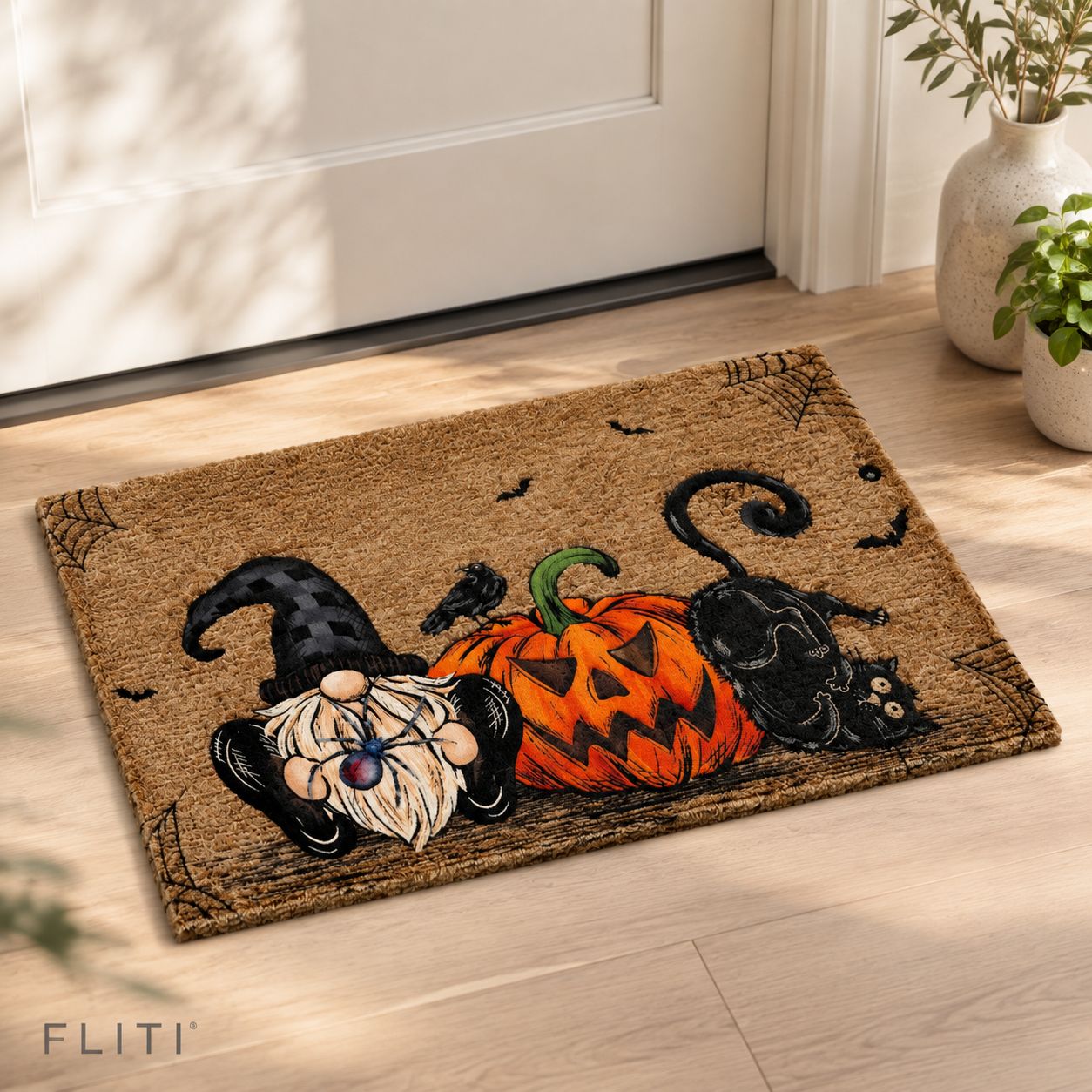 Fliti Halloween-hexenteppich, Rutschfest, Strapazierfähig, Eingangsbereich, 40 X 60 Cm, Dicker Samt, Willkommen Draußen, Festliche Dekoration