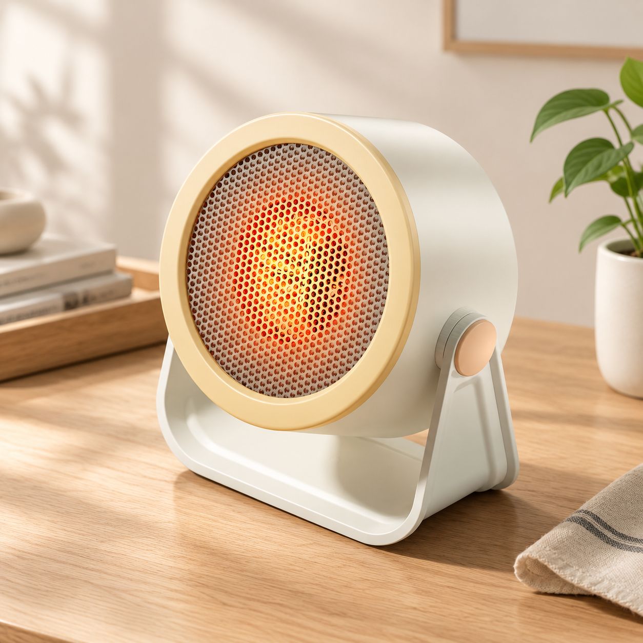 Fliti Leiser Und Sparsamer Elektrischer Konvektionsheizer, Sofortheizung, Beige-gelb, Für Büro Und Studentenwohnheim, Kompaktes, Modernes Design