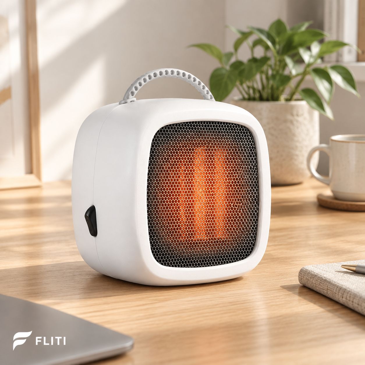 Fliti Fast 2s Büro-heizgerät, Intelligente Temperaturregelung, Leiser Betrieb, Geringer Verbrauch, Weiß