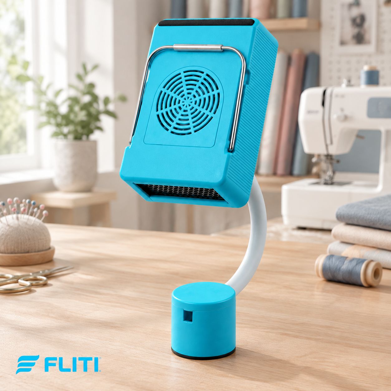 Fliti Mini-heizlüfter Für Nähmaschinen – Schnelles Aufheizen 140 W – Doppelte Magnetbefestigung – Blau