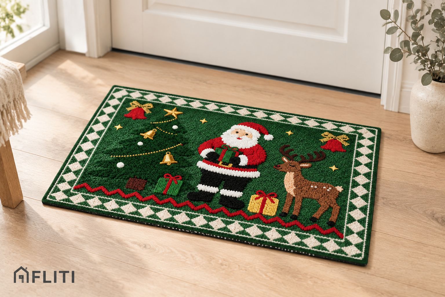 Fliti Kristall-samt-weihnachtsteppich, Rutschfest, Fleckenabweisend, 40 X 60 Cm