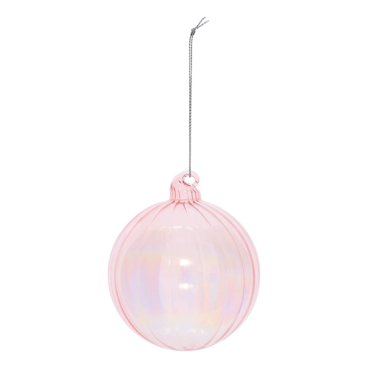 Bdn Glas 80mm Strie Pink - Feeric Lights & Christmas