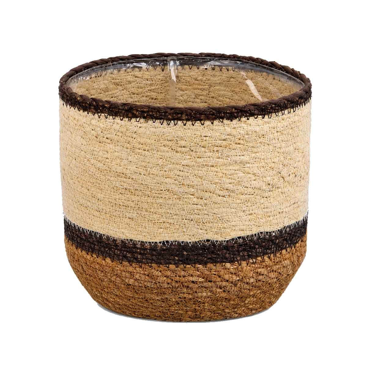 Seegras Übertopf Sewing Mit Folie Brauntöne Ø 16 Cm