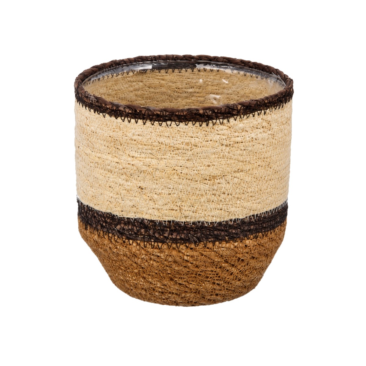 Seegras Übertopf Sewing Mit Folie Brauntöne Ø 14 Cm
