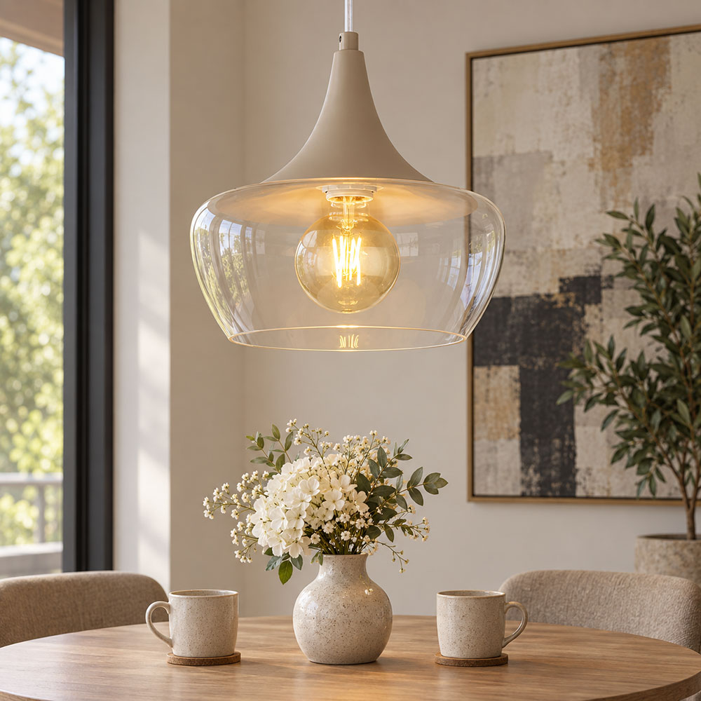 Led Hängeleuchte Pendelleuchte Wohnzimmerlampe Höhenverstellbar Sand Metall D 30 Cm