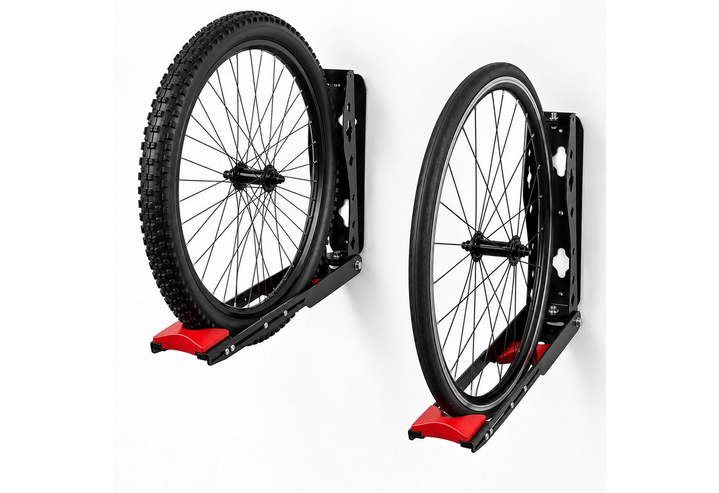 Relaxdays Fahrrad Wandhalterung, 4er Set, Schwenkbar, Vertikal, Ohne Heben, Hbt 39x6,5x65,5 Cm, Bis 35kg, Eisen, Schwarz Bild 2