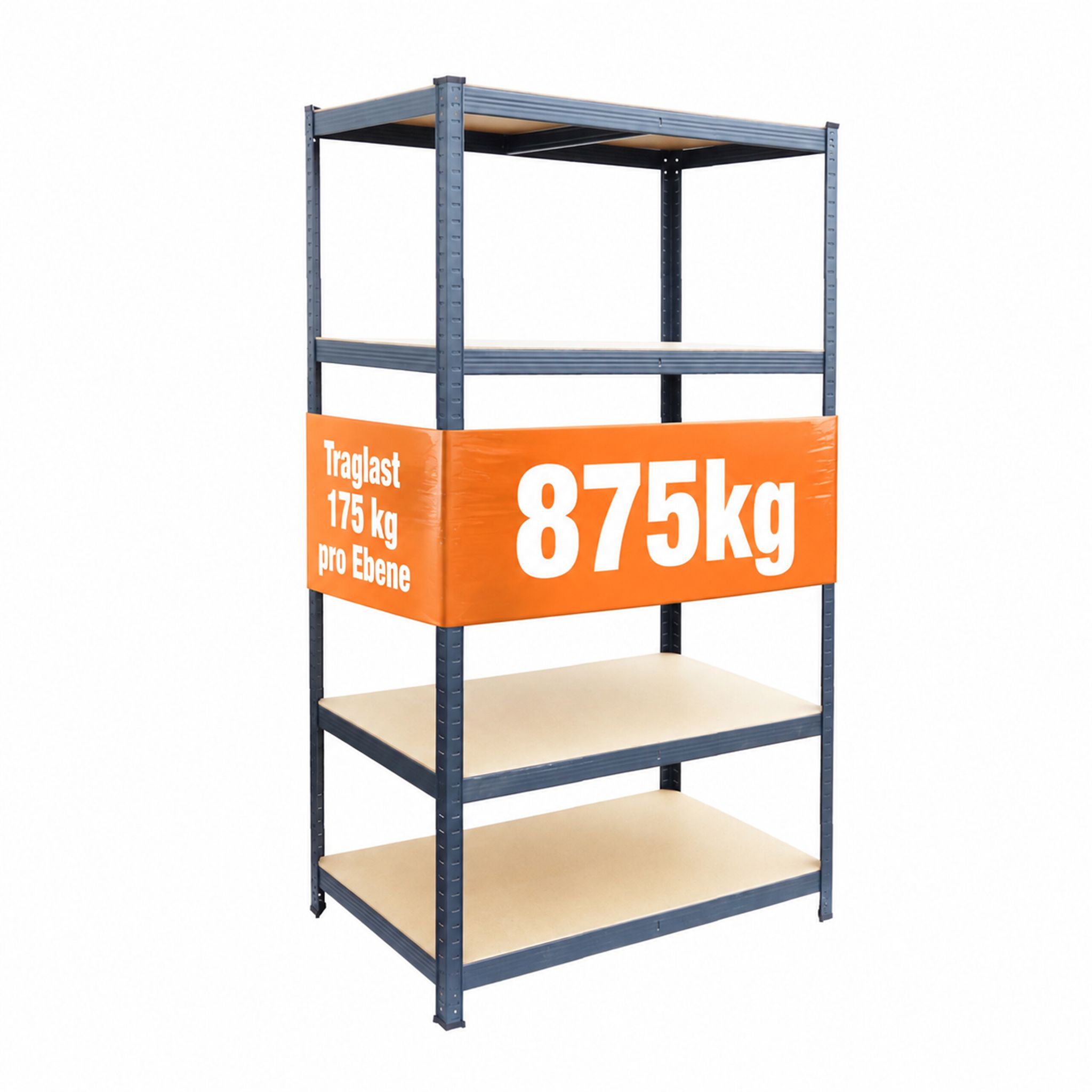 Relaxdays Schwerlastregal, Hbt: 180x100x40 Cm, Traglast 875 Kg, 5 Mdf-ebenen, Lagerregal Keller, Zum Stecken, Anthrazit