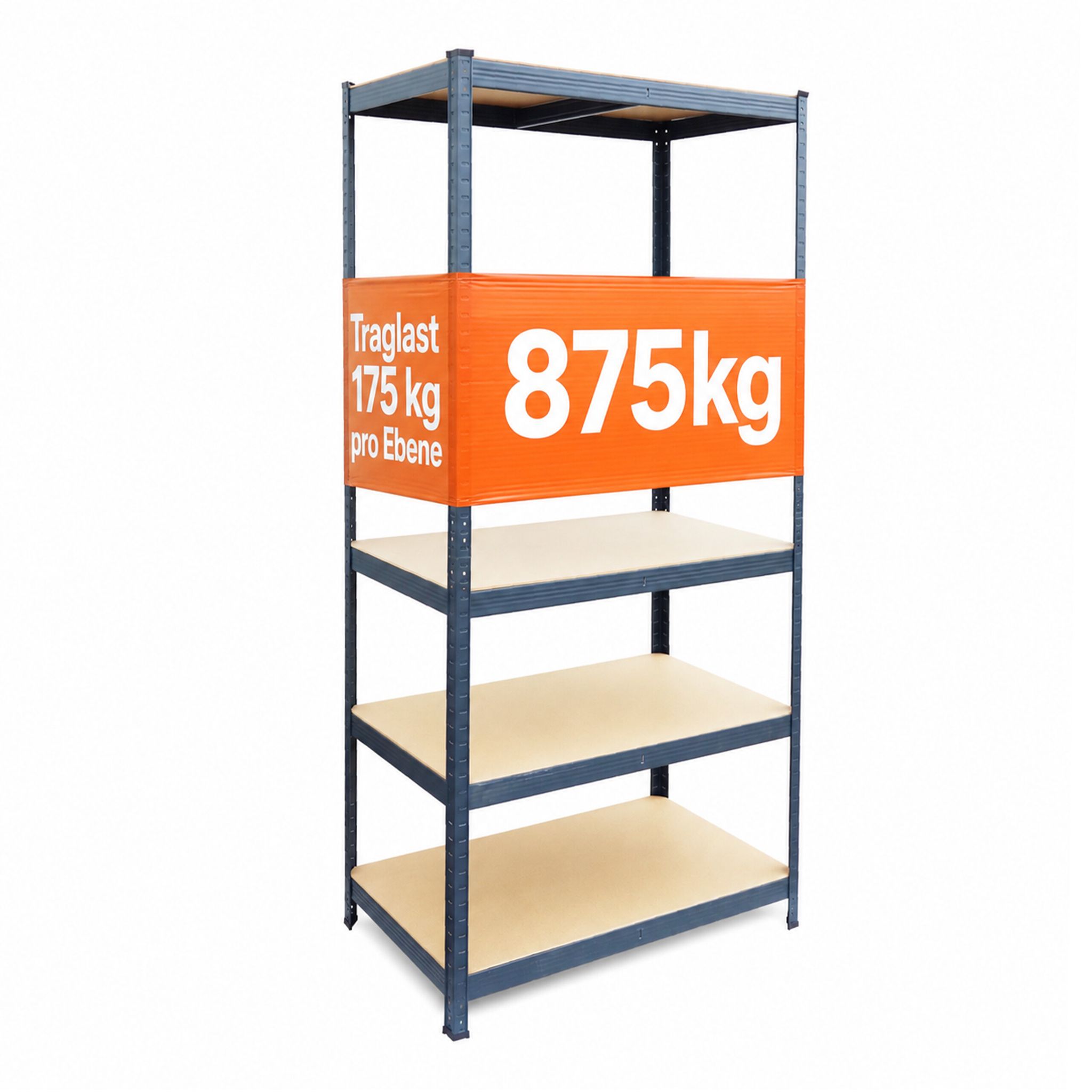 Relaxdays Schwerlastregal, Hbt: 180x90x40 Cm, Traglast 875 Kg, 5 Mdf-ebenen, Lagerregal Keller, Zum Stecken, Anthrazit