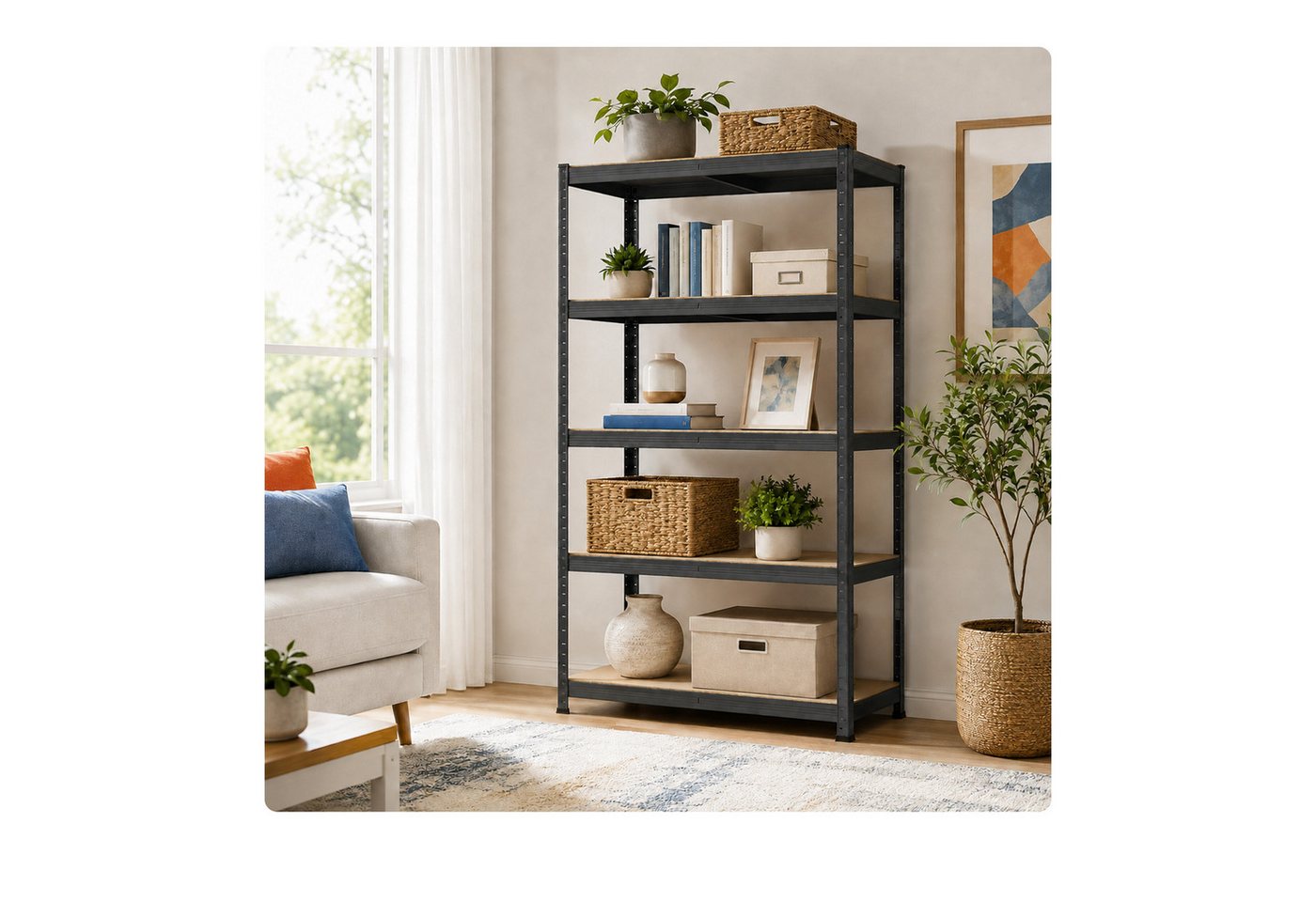 Relaxdays Schwerlastregal, Hbt: 180x50x30 Cm, Traglast 875 Kg, 5 Mdf-ebenen, Lagerregal Keller, Zum Stecken, Anthrazit Bild 3