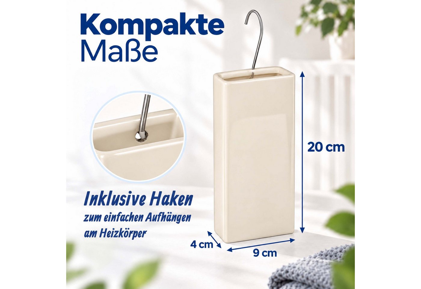 Relaxdays Luftbefeuchter Heizkörper, 6er Set, Wasserverdunster Für Heizung, Zum Hängen, Keramik, Raumbefeuchter, Beige Bild 3