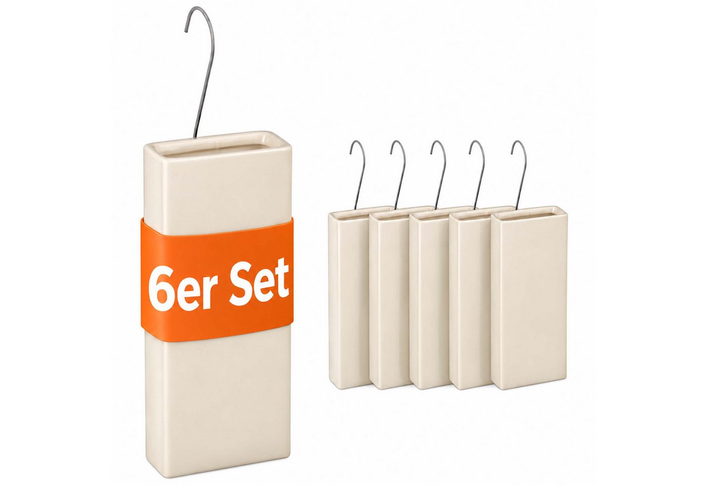Relaxdays Luftbefeuchter Heizkörper, 6er Set, Wasserverdunster Für Heizung, Zum Hängen, Keramik, Raumbefeuchter, Beige Bild 4