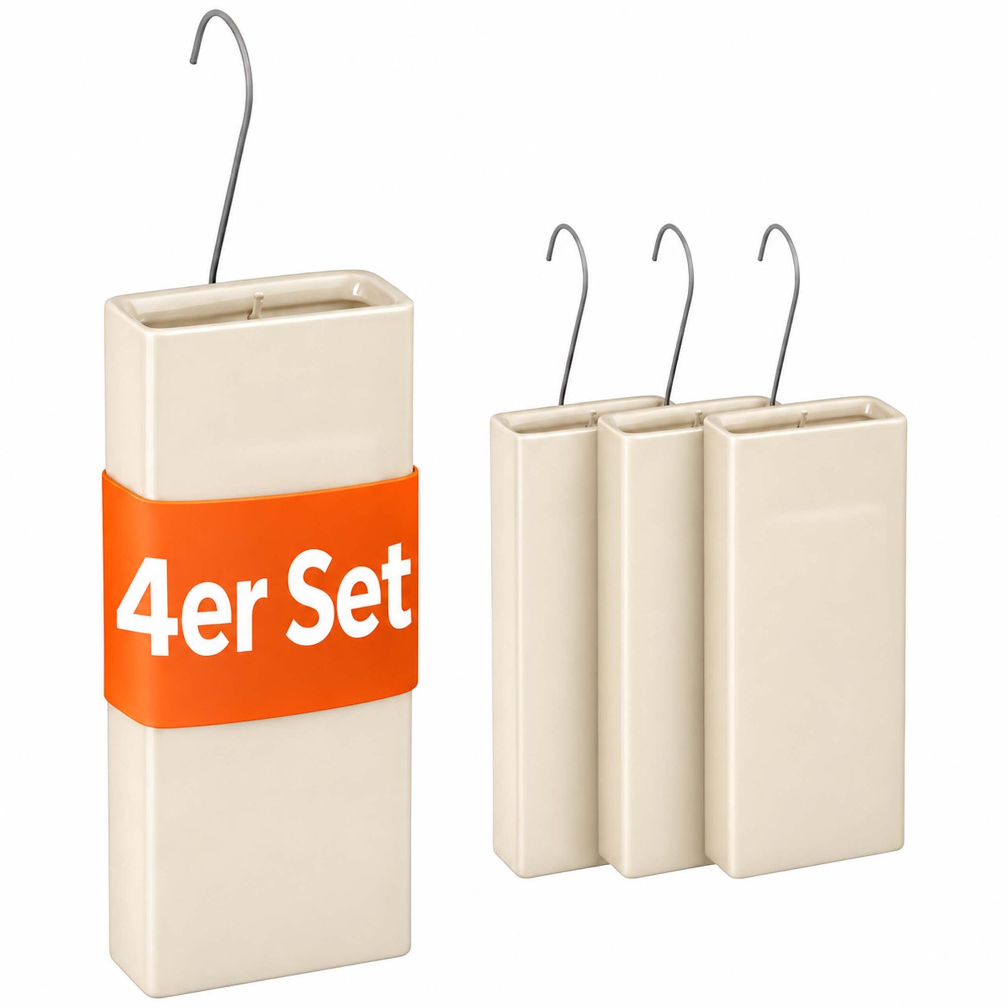 Relaxdays Luftbefeuchter Heizung, 4er Set, Wasserverdunster Für Heizkörper, Inkl. Haken Zum Aufhängen, Keramik, Beige