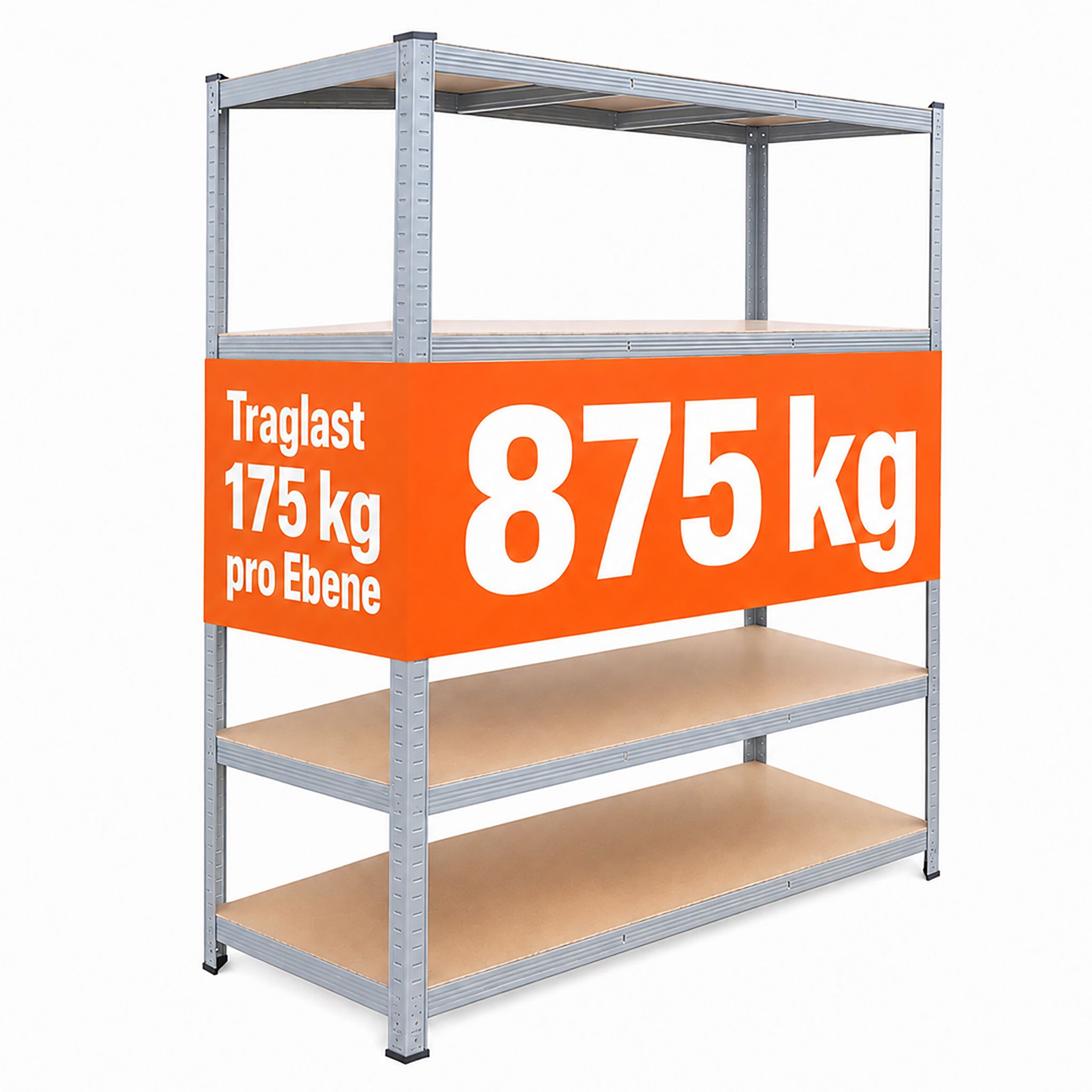 Relaxdays Schwerlastregal, Hxbxt: 200 X 120 X 60 Cm, 875 Kg, 5 Ebenen, Lagerregal Keller, Zum Stecken, Grau/braun