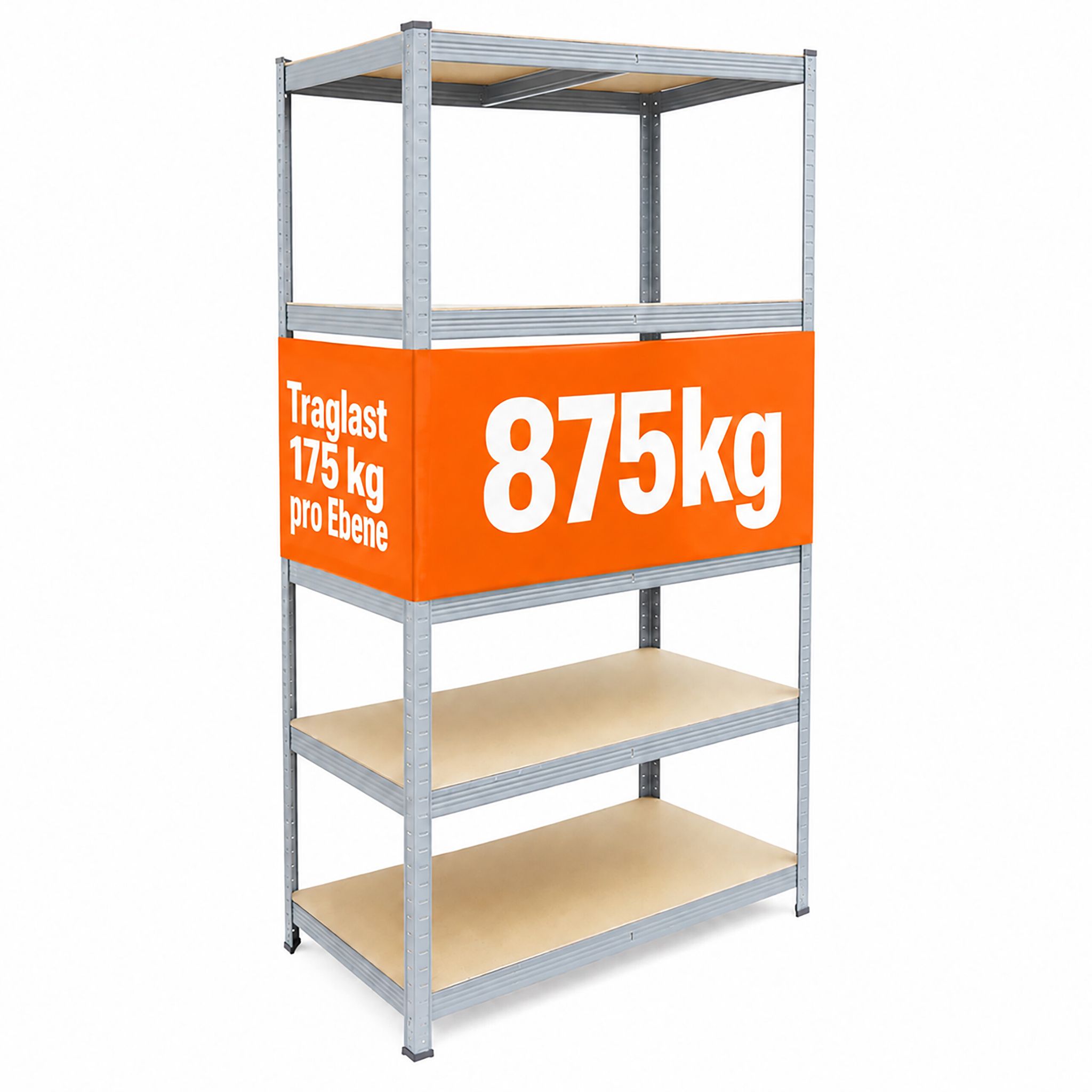 Relaxdays Schwerlastregal, Hxbxt: 180 X 100 X 40 Cm, 875 Kg, 5 Ebenen, Lagerregal Keller, Zum Stecken, Grau/braun