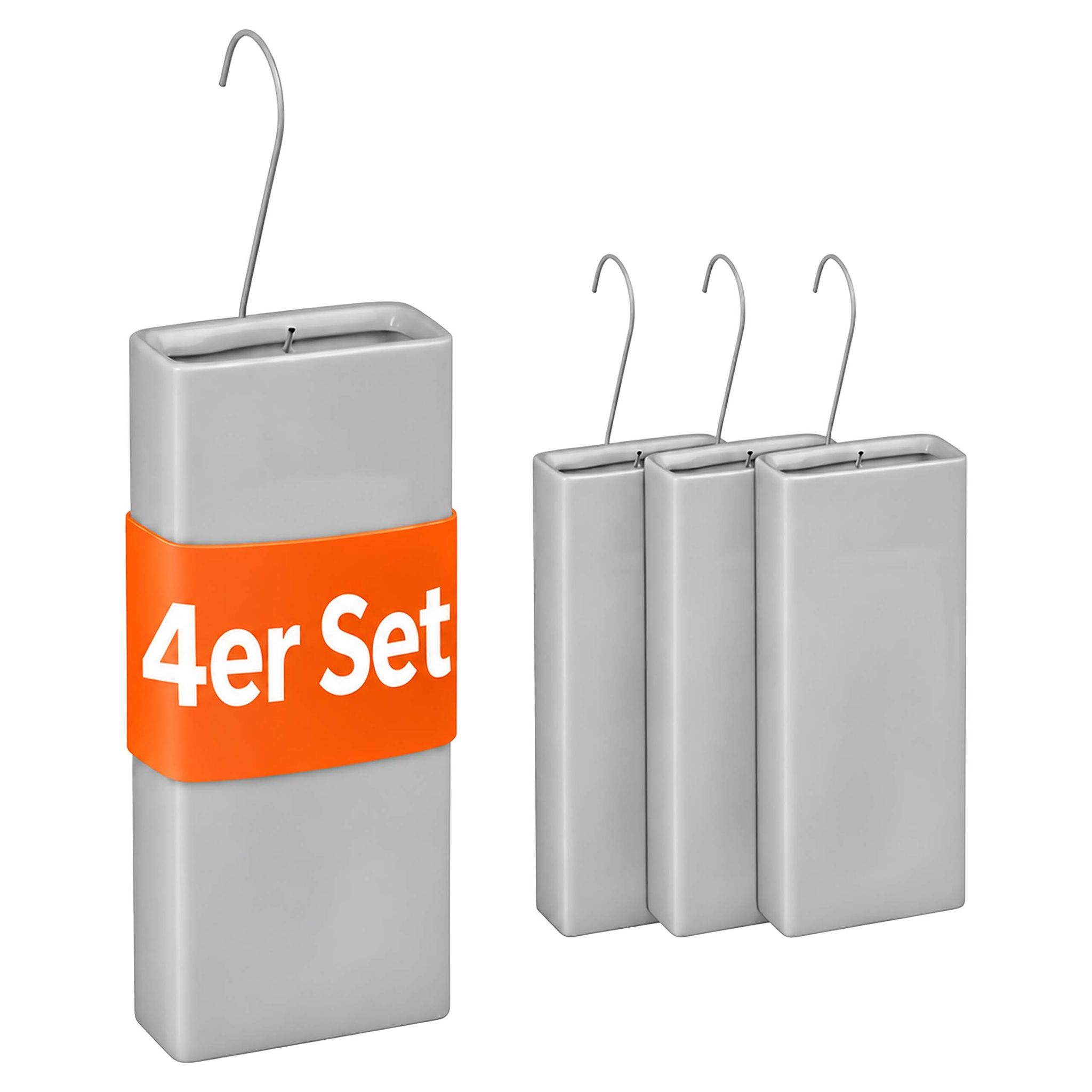 Relaxdays Luftbefeuchter Heizung, 4er Set, Wasserverdunster Für Heizkörper, Inkl. Haken Zum Aufhängen, Keramik, Hellgrau