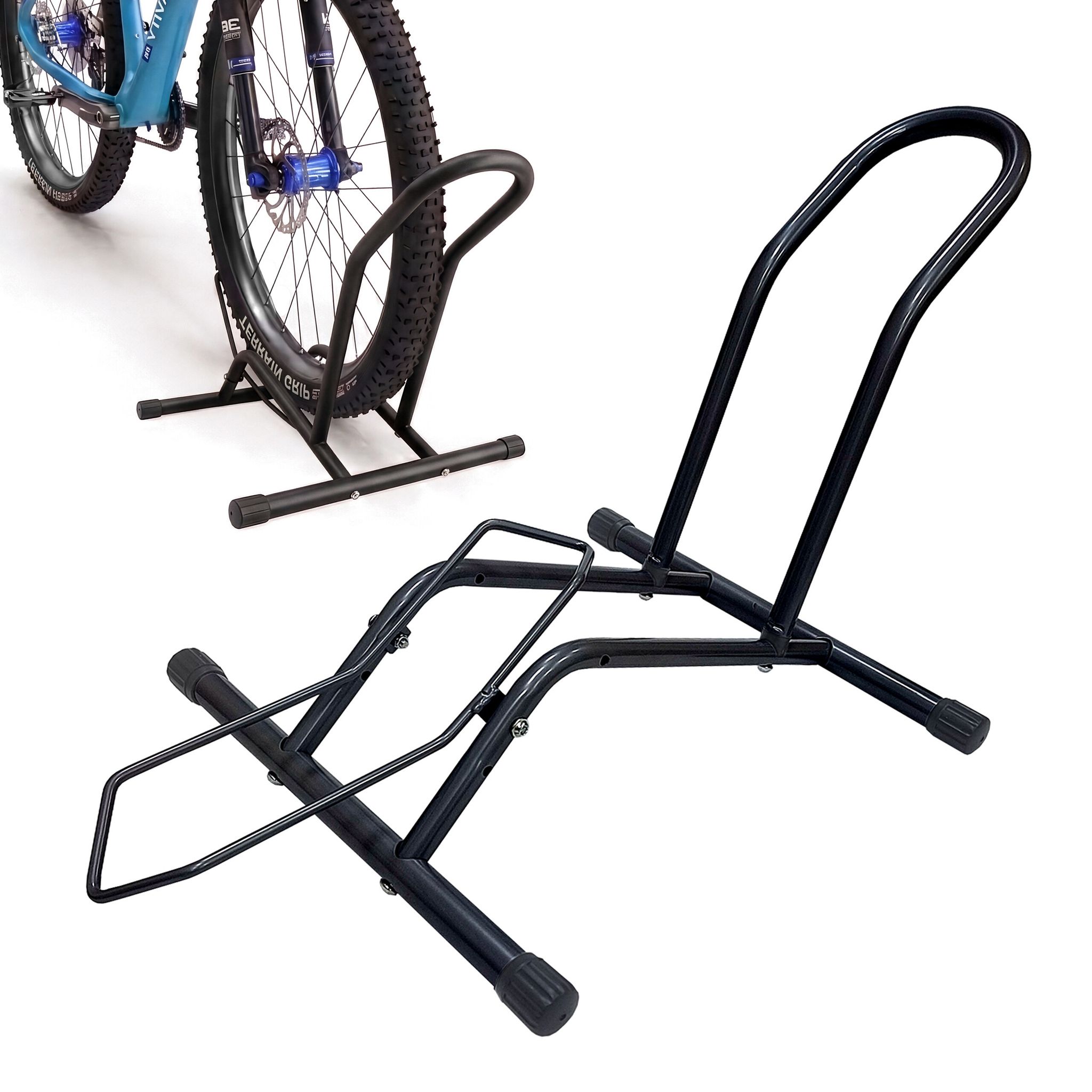 Relaxdays Fahrradständer, Boden, 16-29 Zoll, Reifenbreite Bis 9 Cm, Vorder- & Hinterradständer, Wippe, Eisen, Schwarz