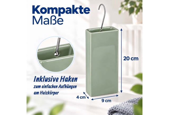 Relaxdays Luftbefeuchter Heizkörper, 6er Set, Wasserverdunster Für Heizung, Zum Hängen, Keramik, Raumbefeuchter, Salbei