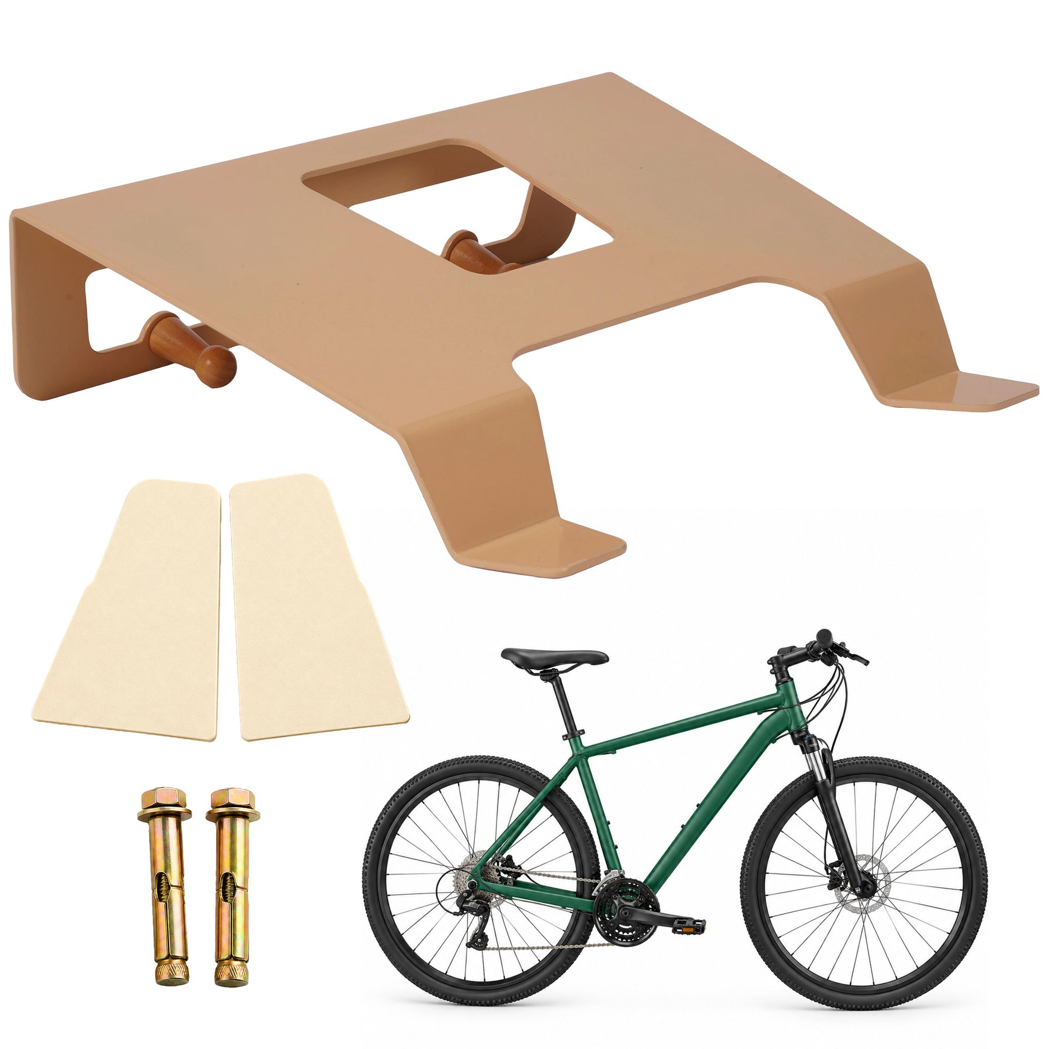 Relaxdays Fahrrad Wandhalterung, Mit Ablage & Haken, 3in1 Radhalter, Bis 30 Kg, Hbt: 9,5x35x30,5 Cm, Stahl & Holz, Weiß