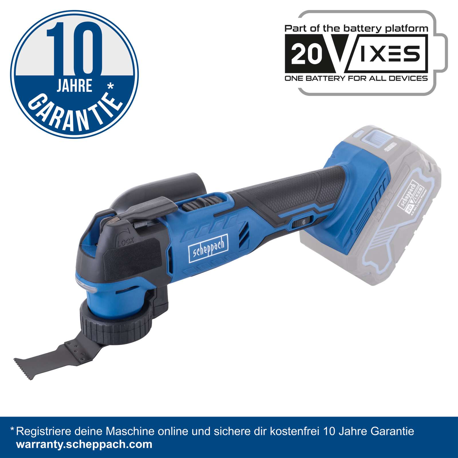 Kabelloses Multifunktionswerkzeug C-mt40-x - Zum Sägen, Schneiden, Schaben, Schleifen - Scheppach 20v Ixes - Batterie 2ah + Ladegerät 2.4a Bild 2