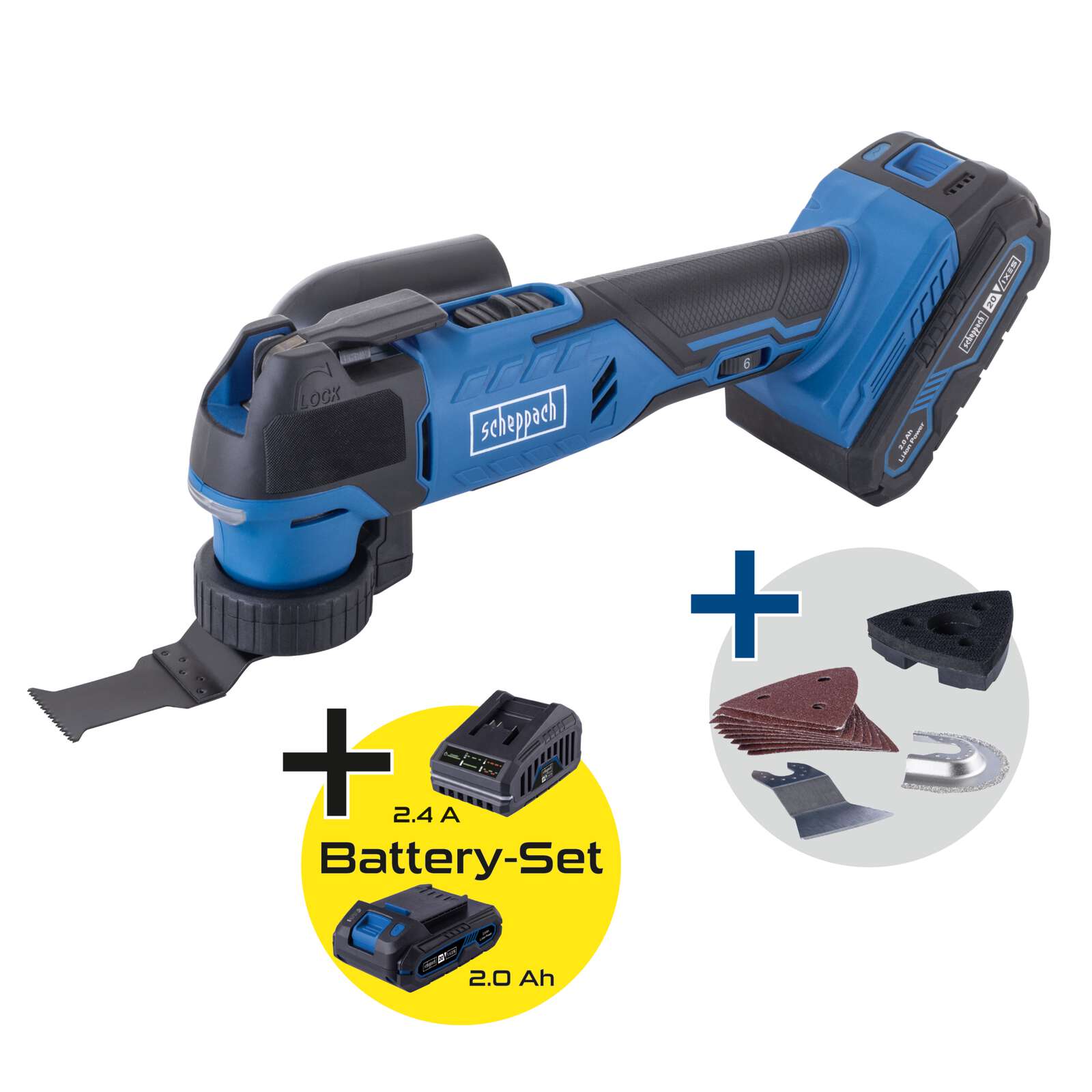 Kabelloses Multifunktionswerkzeug C-mt40-x - Zum Sägen, Schneiden, Schaben, Schleifen - Scheppach 20v Ixes - Batterie 2ah + Ladegerät 2.4a Bild 3