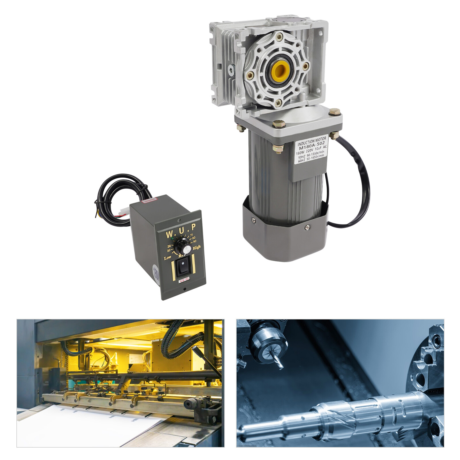 Leistungsstarke 220-v-wechselstrommotoren, 180 W, 90–1650 U/min Schneckengetriebemotor Mit Wechselstrom-drehzahlregler-sets Durchmesser Der Abtriebswelle: 18 Mm