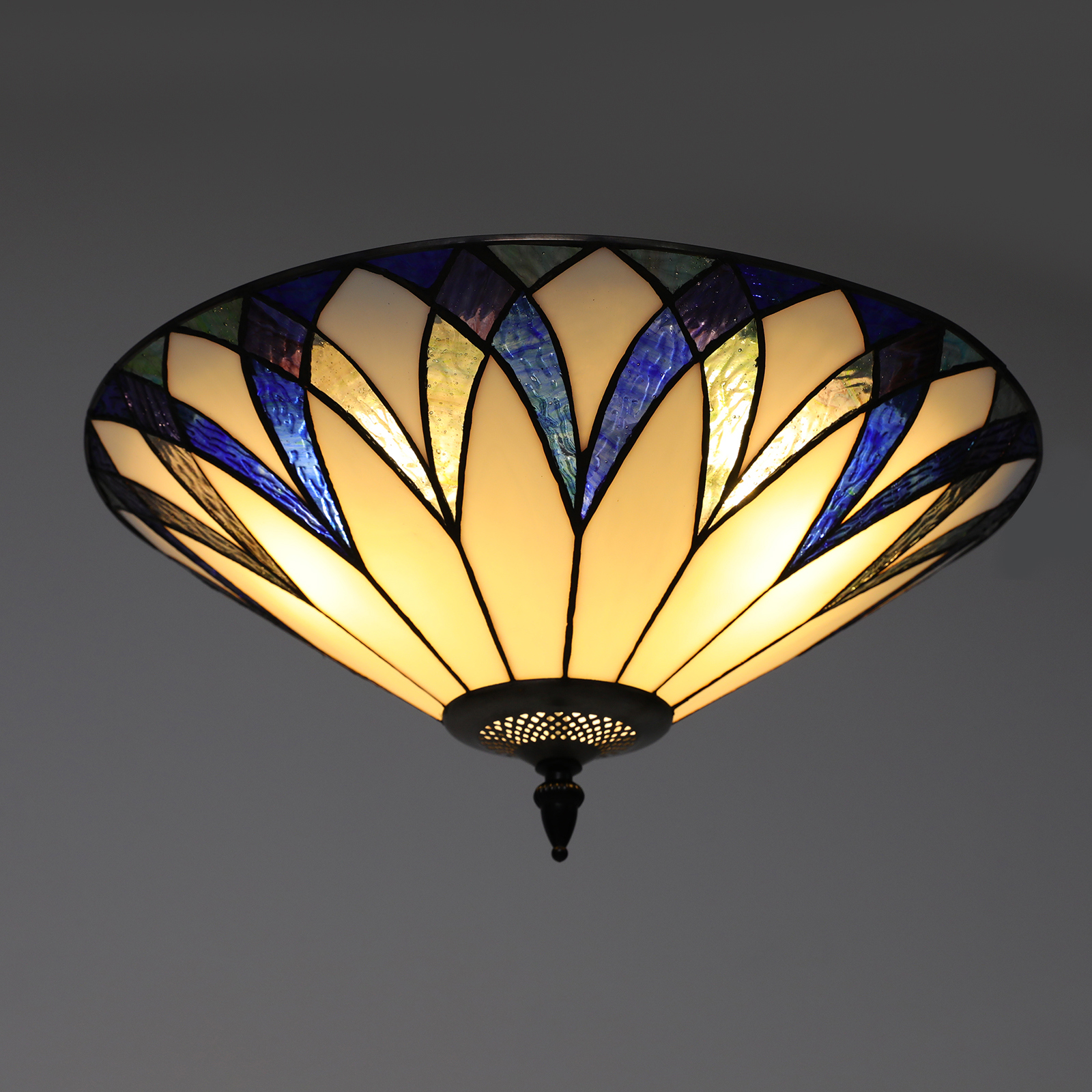 Tiffany-deckenleuchte Für Das Schlafzimmer, E27, Runde Vintage-deckenleuchte Für Die Küche Mit Farbigem Glas-lampenschirm, Einbauleuchte Im Retro-stil Für Wohnzimmer, Badezimmer, Bar, Flur, 45,72 X 15