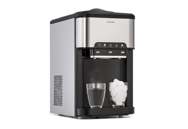 Klarstein Eiswürfelmaschine Aqueous, Eiswürfelbereiter Eismachinen Wassertank Wasserspender Warmwasser 3 L