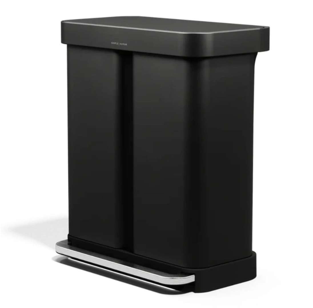Simplehuman - Abfalleimer 58 L, Schwarz Stahl Cw2117