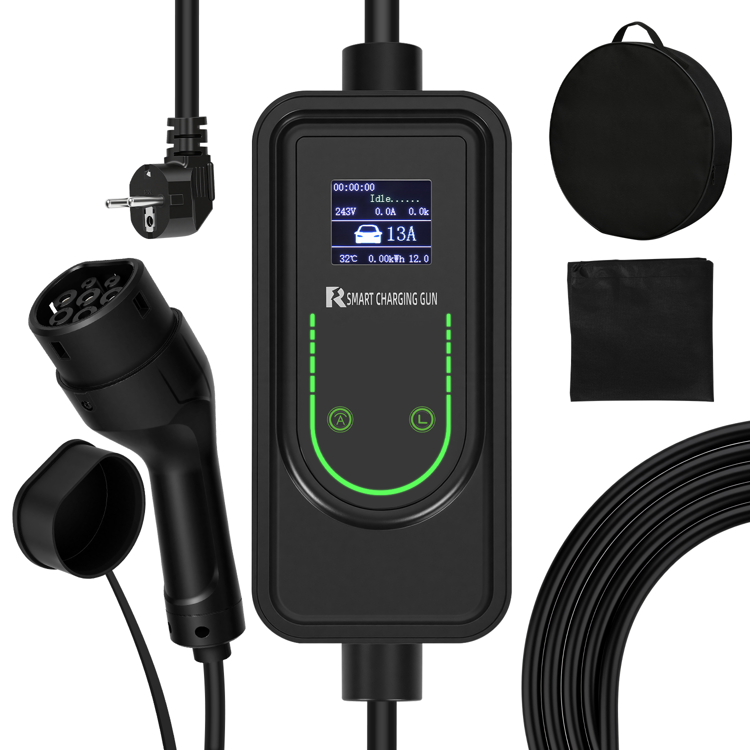 Tolletour Mobile Wallbox Typ 2 3,5 Kw 230 V, Ev Ladegerät 6–16 A, 6 M Ladekabel Mit Schuko, Tragbar, Ip66, Speicherfunktion Für Elektroauto