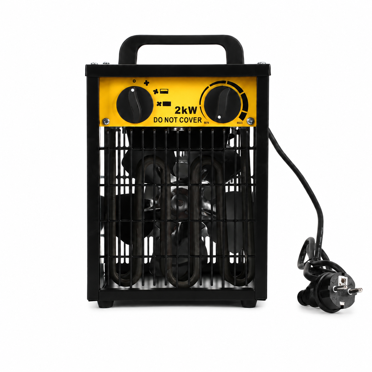 Tolletour 3000w Elektroheizer Heizlüfter, 2 Heizstufen + Kaltluft, Thermostat, Werkstatt Garage, Schwarz-gelb