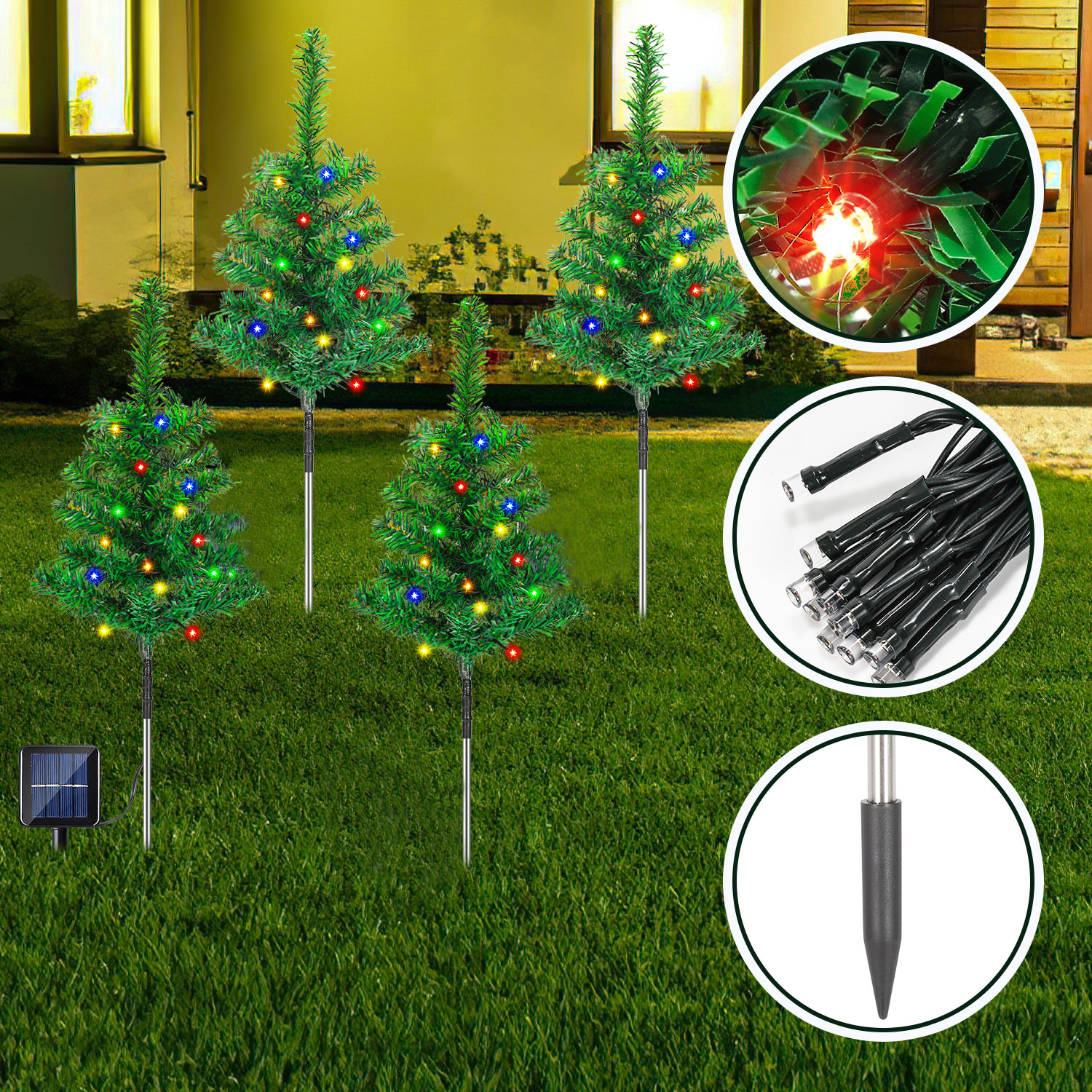 Tolletour Solar-weihnachtsbaum Gartenstecker, 16 Stück, 320 Bunte Leds, 8 Leuchtmodi, 50 Cm
