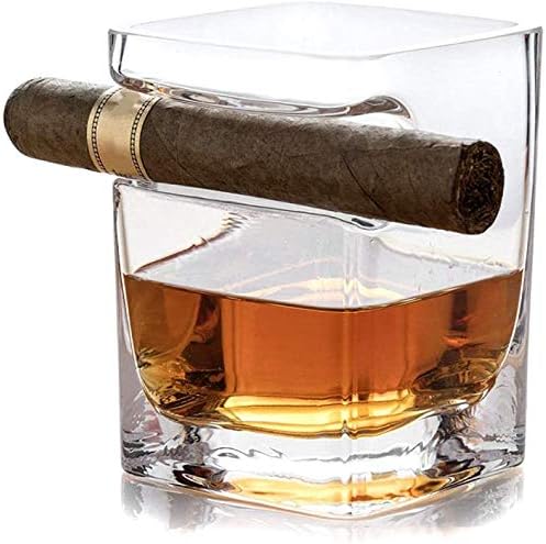 Whiskyglas Mit Zigarrenhalter Mit Eingebauter Zigarrenablage, Freihändig Für Zigarrenliebhaber Old Fashion Ultra Clear Cigar Glass,square,8×8×10cm