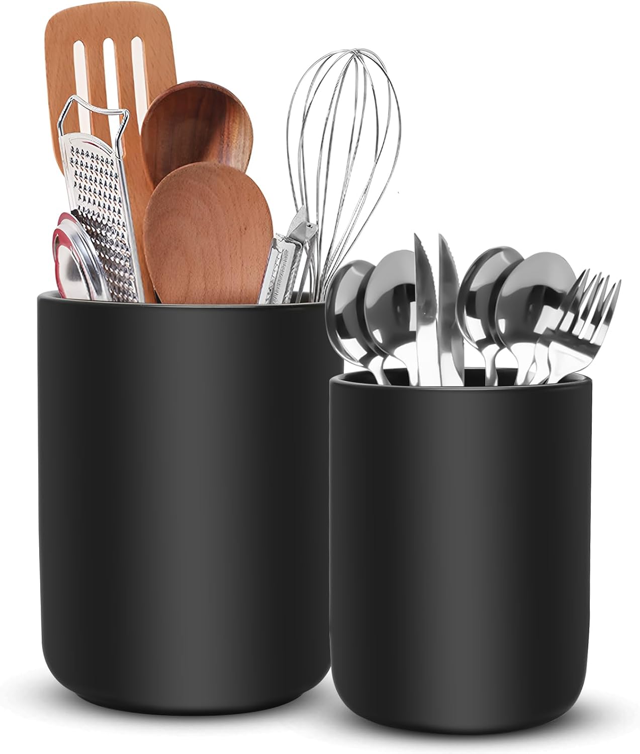 Küchenutensilienhalter, Utensilienhalter Aus Keramik Für Die Küchentheke, Aufbewahrung Von Küchenutensilien, 2 Stück Kochutensilien(schwarz)