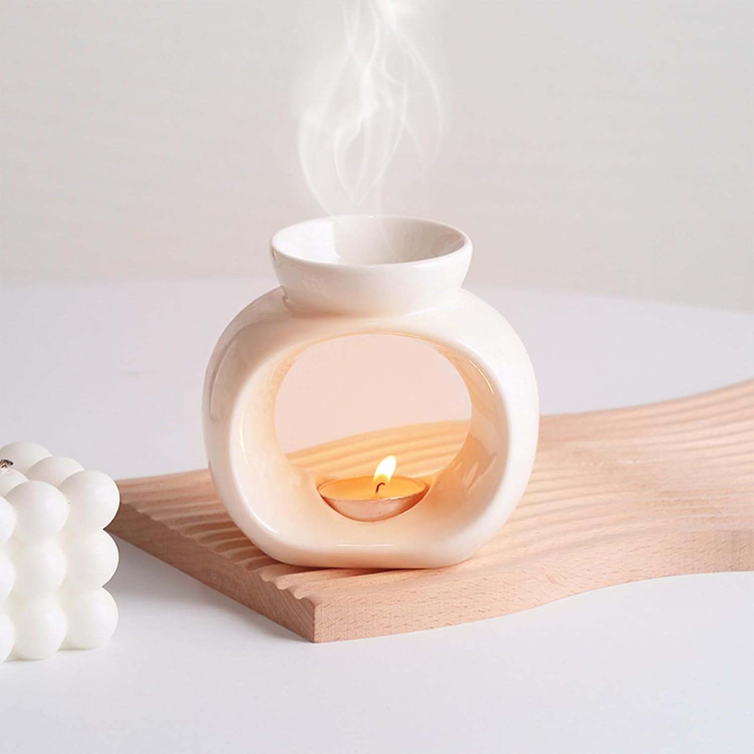 Weiß Aromatische Duftlampen, Teelicht Öl Duftgefäße, Keramik Duftstövchen Für Ätherische Öle, Aromalampen, Perfekt Für Ein Stimmungsvolles Zuhause