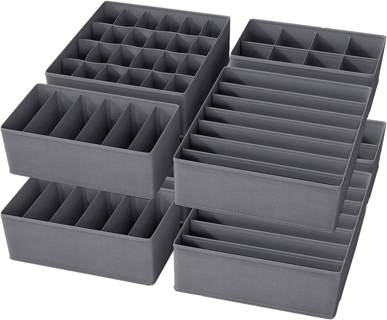 8er Set Unterwäsche-organizer – Faltbare Stoffboxen Für Kleiderschrank, Platzsparendes Ordnungssystem Für Bhs, Socken Und Krawatten – Grau