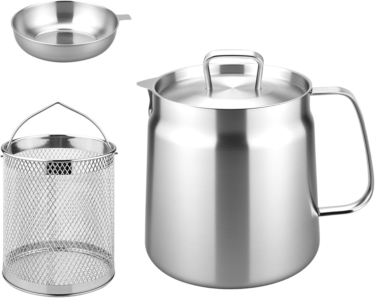Fettbehälter Rostfreier Stahl Speckfett, 2l,oil Strainer Pot Zum Kochen, Braten Und Sieben Von Öl, Geeignet Für Alle Herdarten, Edelstahl Fritteuchsen