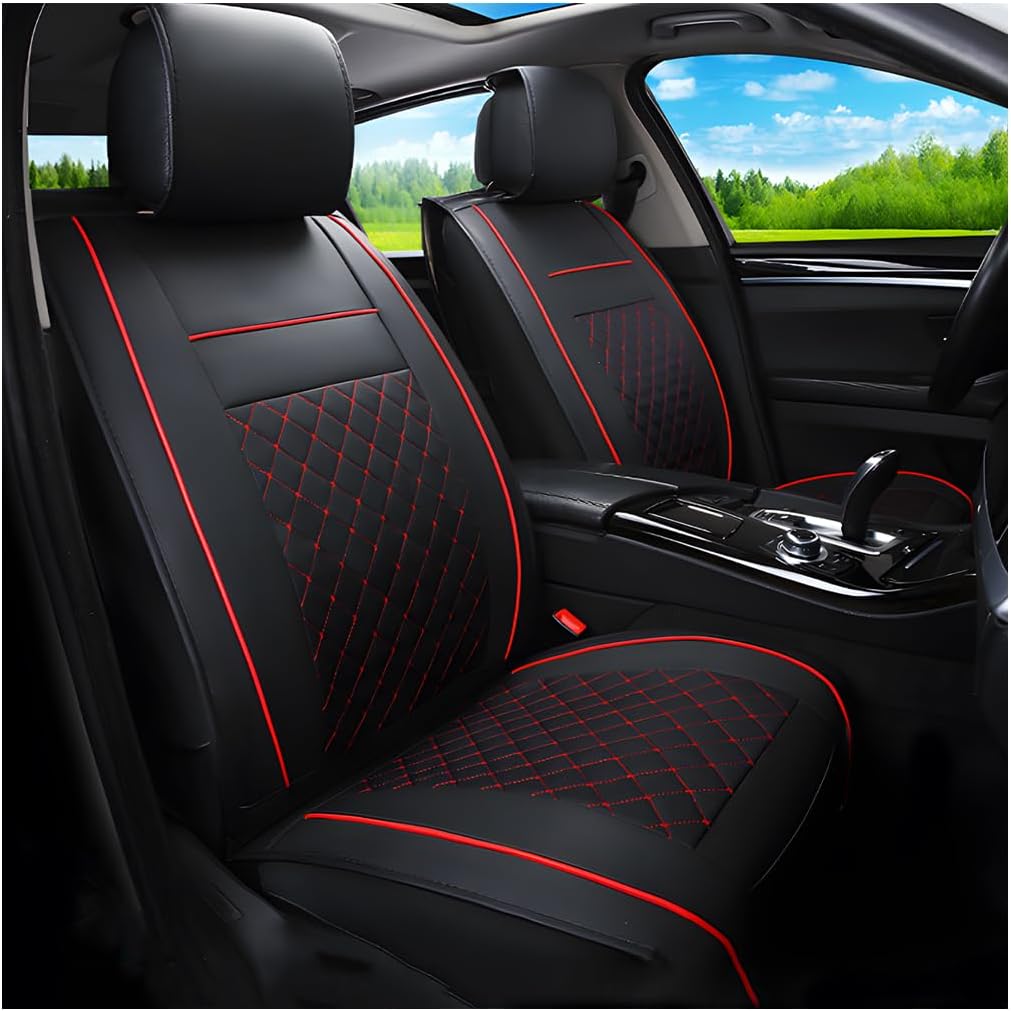 Sitzbezug Set Universal, Luxus Wasserdicht Autositzschutz, Auto-sitzbezüge Vordersitze Kunst Leder, Pu-leder-autositzabdeckungen Vorne, Wasserdichtes