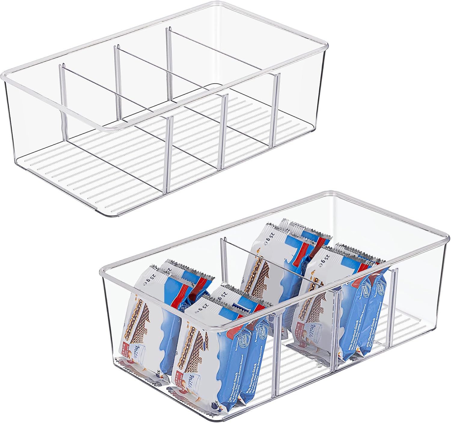2er Kühlschrank Organizer Mit 4 Fächern, Bpa-freie Küche Stapelbarer Lebensmittelaufbewahrungsbox Für Teebeutel,snacks,gewürze